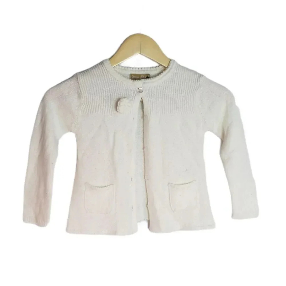 Jeanie Bleu White Knit Cardigan 4T